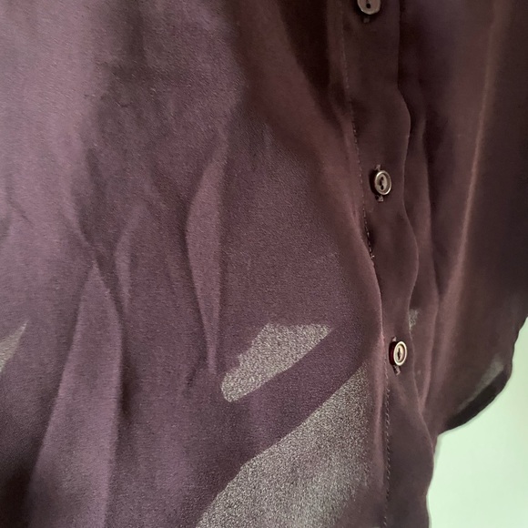 Garage - Plum Sheer Button Down Blouse - Picture 2 of 12